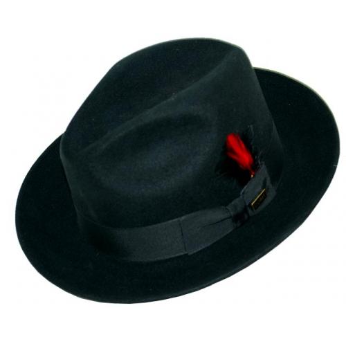 Dobbs Black "Dandy" 100% Wool Felt Fedora Dress Hat